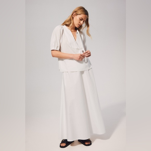 Tie front bow puffy sleeve shirt - Picture 2 of 7